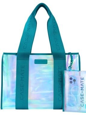 CASE-MATE  Emerald Blue Iridescent Holographic Jelly Tote